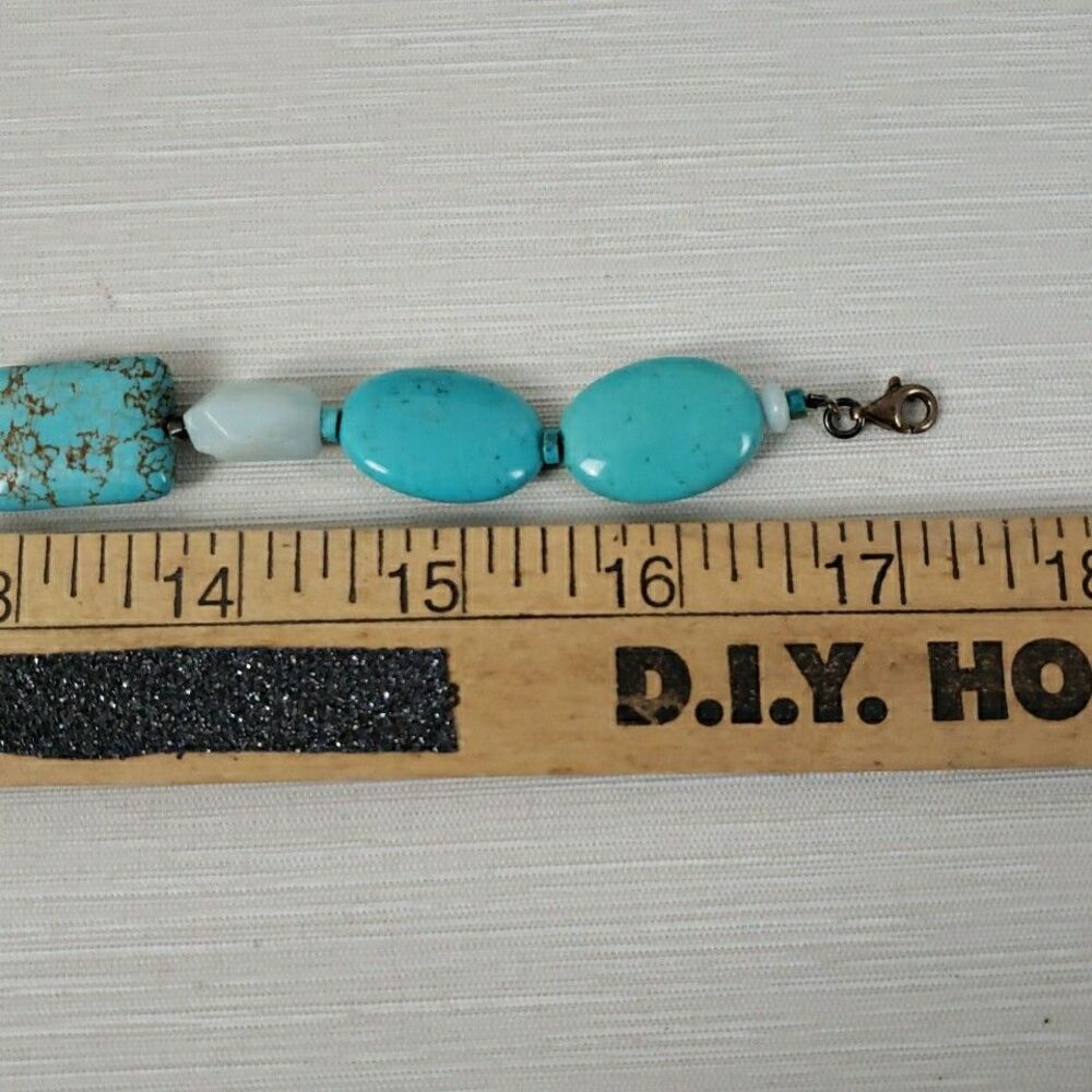 Tica Rosa Turquoise Howlite Amazonite Multi-Stone Necklace 17" Sterling .925 - Picture 10 of 16